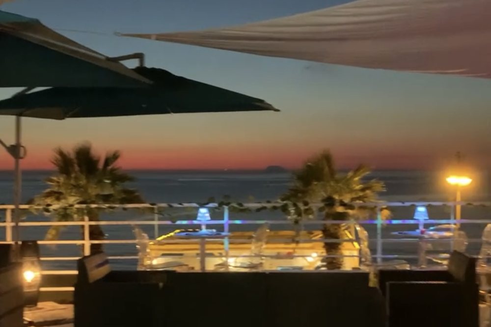 The terrace at dusk